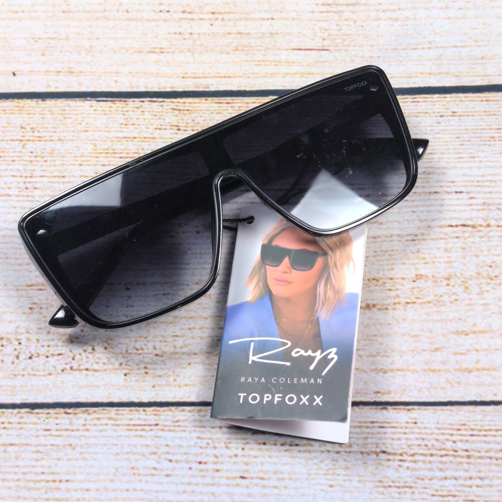 TOPFOXX Raya Coleman Sunglasses‎ Oversized Square Black Frames Fashion Shades